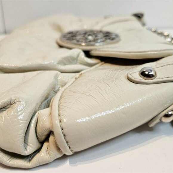 Steve Madden To-Talli Patent White So Soft Shoulder Bag with Silver Chain Strap - Picture 8 of 14